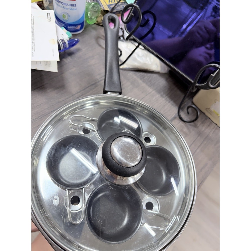 Egg Poaching Pan Tramontina 18/10 Stainless Steel 8" (20 cm) Glass Lid Poacher